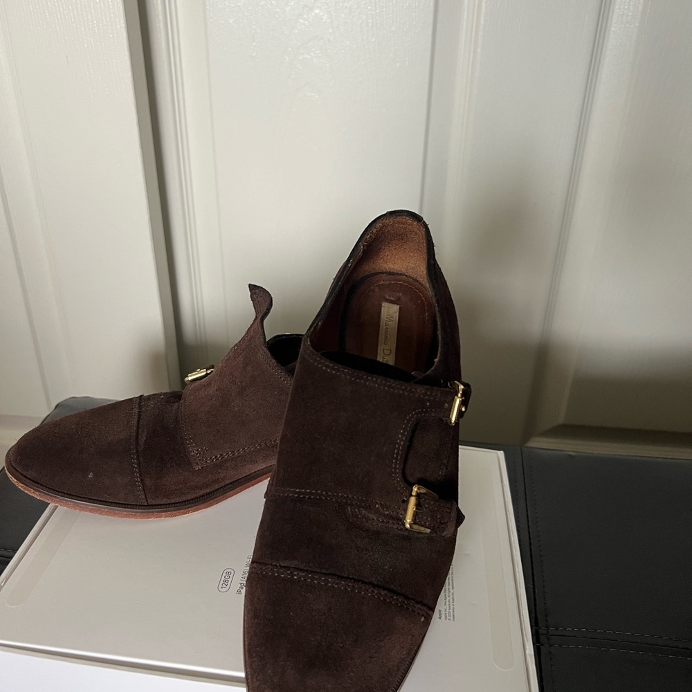 Massimo Dutti Dark Brown Suede Loafers